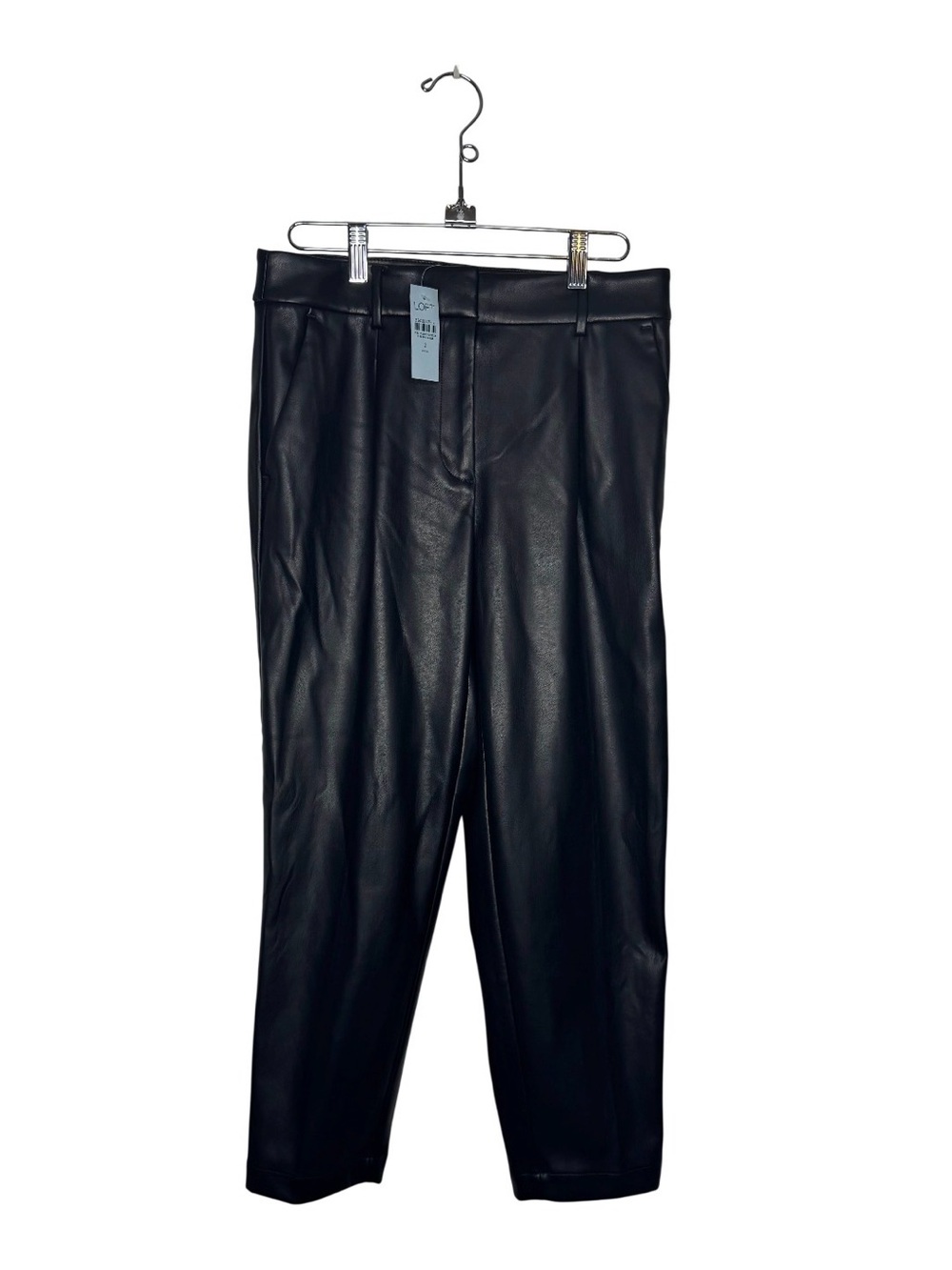 Ann Taylor LOFT Black Faux Leather Pleather Pants size 2 P Petite